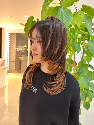 セミロング カラー KOGA／ パーマモデル募集のヘアスタイル