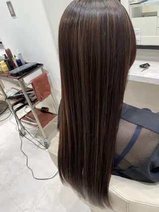 ロング カラー ヘアアレンジ k-twoたき✨艶感 カラー/美髪矯正のヘアスタイル