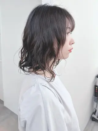 ミディアム パーマ ボブ/ゆるふわ ボブパーマ/とういのヘアスタイル