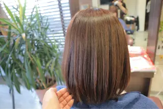 ミディアム 【南草津】髪質改善 ヘナカラー＆縮毛矯正のヘアスタイル