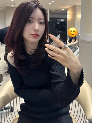 セミロング 彼ウケ抜群🎀垢抜け 艶暗髪🪞一輝のヘアスタイル