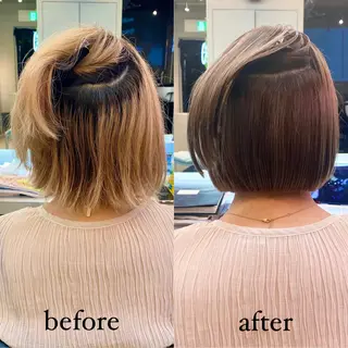 ミディアム カラー パーマ 艶髪と透明感を ‼️/若林のヘアスタイル