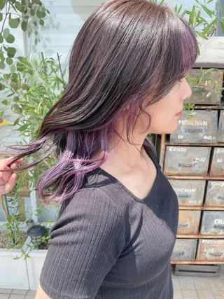 セミロング カラー 奥田 誠司のヘアスタイル