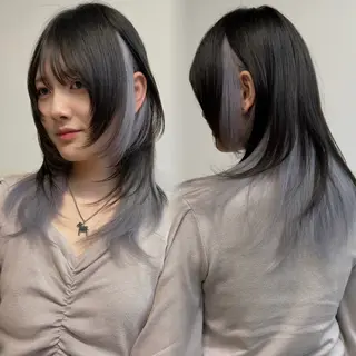 セミロング ウルフ/レイヤー/ ブリーチカラーのヘアスタイル