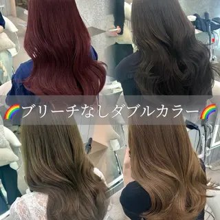 ミディアム カラー ブリーチなしW🎀 髪質改善／はのんのヘアスタイル