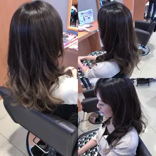 ミディアム セミロング カラー レイヤーカット匠 イソザキノリユキのヘアスタイル