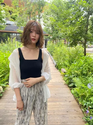 ミディアム カラー ヘアアレンジ 金森 斗夢のヘアスタイル