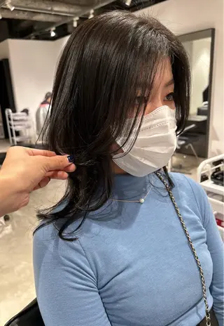 セミロング カラー スキバサミを使わない カット🌼唯🌼のヘアスタイル