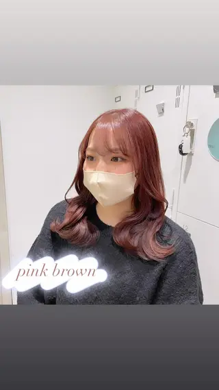 ミディアム カラー ピンクカラー🎀/ ミルクティー🍼花音のヘアスタイル