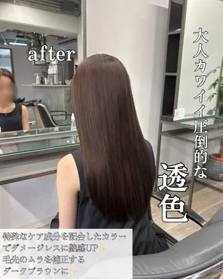 ロング カラー 髪質改善/縮毛矯正 /美髪カラー/こてのヘアスタイル