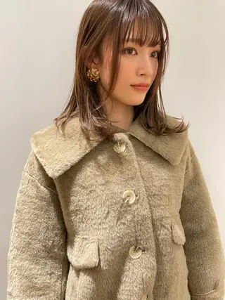 セミロング カラー 小顔レイヤー×コンパ クトボブ/林隆平のヘアスタイル