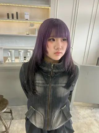 ロング カラー 髪質改善×ハイトーン レイヤー天神美容室のヘアスタイル