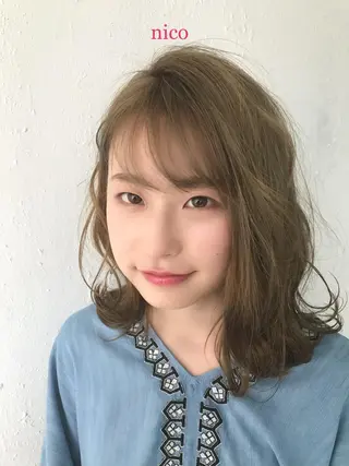ミディアム カラー パーマ ヘアアレンジ ネイル マツエク・マツパ nico【代表】 市川 拓也のヘアスタイル