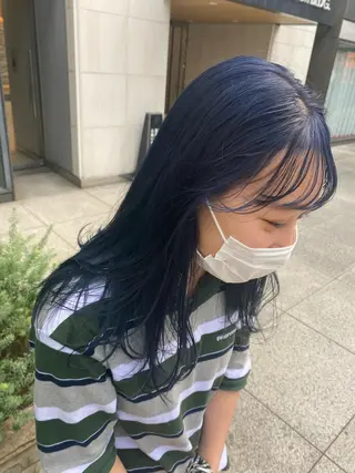 セミロング デザインカラー/ボブ ブリーチカラー/ユリのヘアスタイル