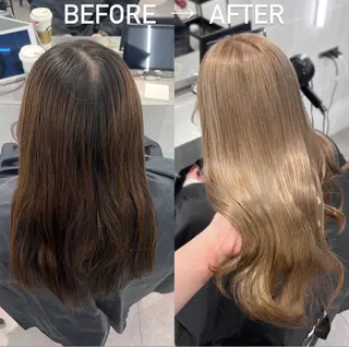 ロング ハイトーン デザインカラーのヘアスタイル