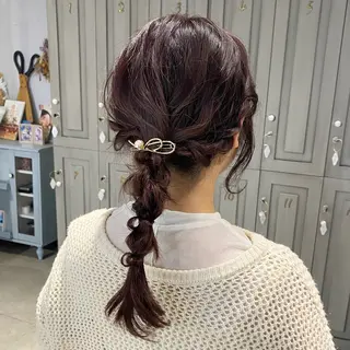 カラー ヘアアレンジ ちはな‎🤍 ヘアセット／縮毛矯正のヘアスタイル