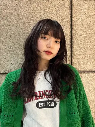 ミディアム ボブパーマ/縮毛矯正 /かわいい/せき🫧のヘアスタイル