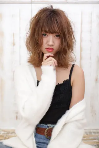 セミロング カラー パーマ ヘアアレンジ メンズ キッズ ネイル マツエク・マツパ EnBlesS西宮 マンツーマン神道有基のヘアスタイル