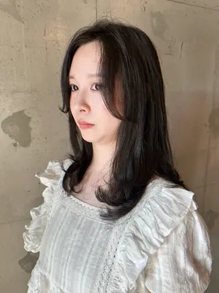 セミロング カラー パーマ olga所属・松尾謙佑【ハイライト LEDエクステ】のヘアスタイル