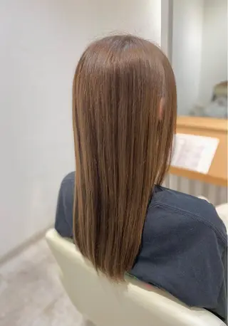ロング カラー 酸性ストレート/ブリ ーチなしWカラー河本のヘアスタイル