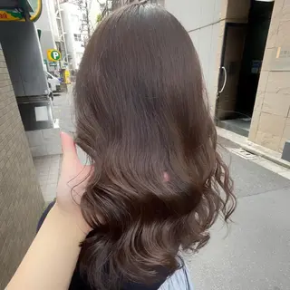 セミロング カラー ブリーチなし Wカラー🩷星野翔太のヘアスタイル