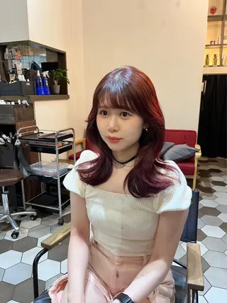 カラー ヘアアレンジ 似合わせ顔まわり カット💛森尾真由美のヘアスタイル
