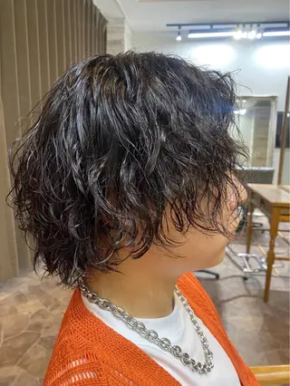 セミロング パーマ HRK 1st.メンズサロンのヘアスタイル