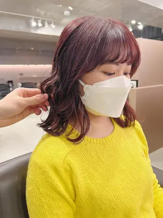 ミディアム カラー ボブパーマコテ巻き風 パーマNo1深江秀平のヘアスタイル