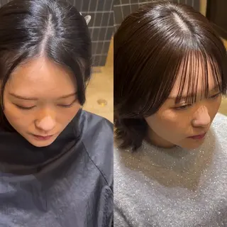 ミディアム 縮毛矯正・似合わせ タナカ レイヤのヘアスタイル
