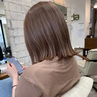 ミディアム カラー 髪質改善 中川　翔のヘアスタイル