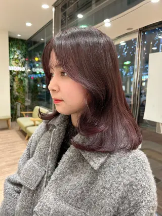 ミディアム カラー ケアブリーチ 坪井佑樹のヘアスタイル