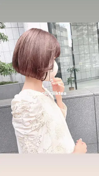 ミディアム カラー misaki🎀 まろみ透け感カラーのヘアスタイル