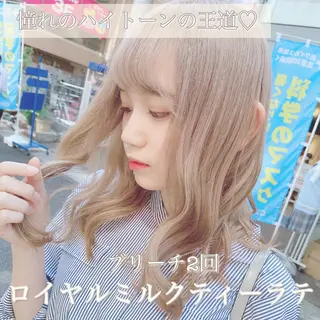 ミディアム カラー ヘアアレンジ TAKUMAブリーチ /切りっぱなし🪽のヘアスタイル