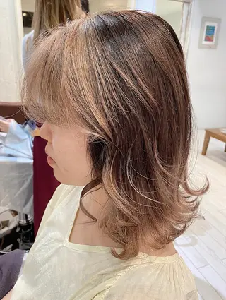 セミロング カラー ブリーチ koheiのヘアスタイル