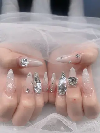 ロング ハイネイル 自宅サロンのネイルデザイン