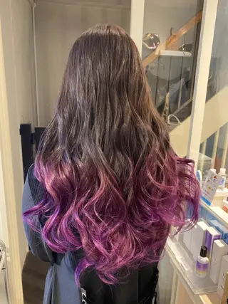 ロング カラー 🌈評価No.1🌈 艶髪カラー❌エクステのヘアスタイル