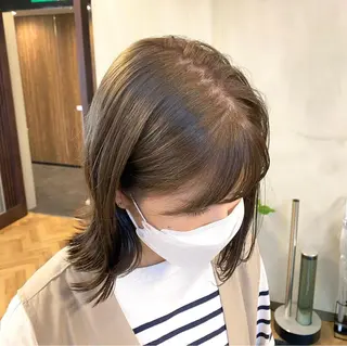 ミディアム カラー パーマ ヘアアレンジ メンズ ネイル マツエク・マツパ アイブロウ 前川 朋香のヘアスタイル