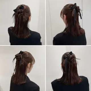 セミロング カラー ヘアアレンジ 縮毛矯正+モテカラー 🎀✨MIHOのヘアスタイル