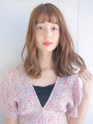 セミロング カラー パーマ ヘアアレンジ 髪質改善🩵縮毛矯正 代々木/木下のヘアスタイル