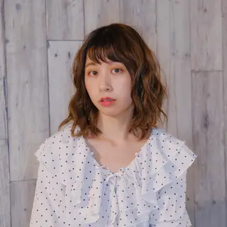 ミディアム カラー パーマ 長嶋 晃佑のヘアスタイル