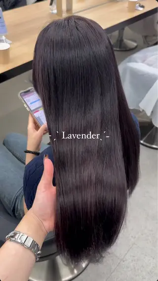 ロング カラー 暗髪🩶ラベンダー/ ブルー/ユウナ🤍のヘアスタイル