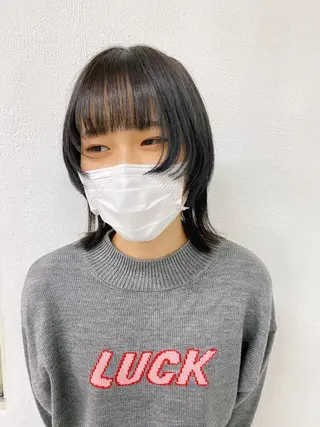 ショート カラー レイヤーウルフ エクステ磯部のヘアスタイル