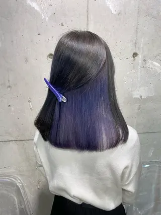 セミロング カラー エフェクトブリーチ 🌟前澤啓太朗のヘアスタイル