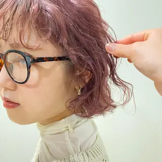 ミディアム カラー パーマ ヘアアレンジ ブリーチカラー/ベー ジュ/Hono🦖のヘアスタイル
