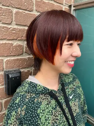 ショート カラー パーマ ヘアアレンジ メンズ キッズ ネイル マツエク・マツパ アイブロウ 久木原 ゆりのヘアスタイル