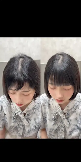 ミディアム 縮毛矯正クロスパーマ 益子達也のヘアスタイル
