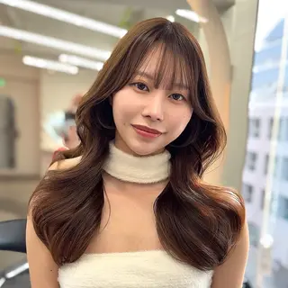 ロング カラー 山崎/ボブ縮毛矯正 レイヤー髪質改善のヘアスタイル