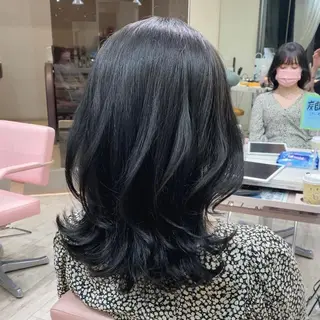 ミディアム カラー 顔まわりカット🌟 くびれヘア/寺門遥輝のヘアスタイル
