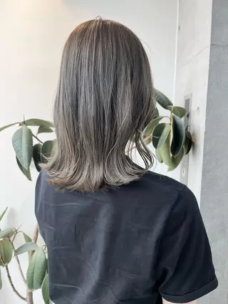 ミディアム カラー パーマ ヘアアレンジ 透明感/オリーブ/ グレージュ/YUKAのヘアスタイル