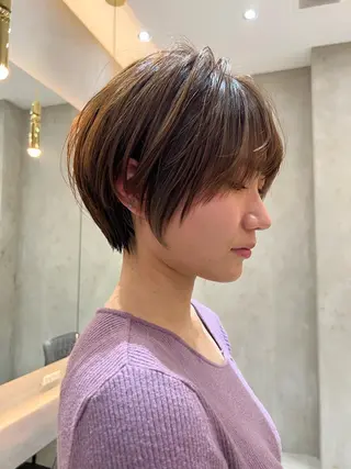 ショート カラー 縮毛矯正×艶髪カラー 髪質改善/三ツ木のヘアスタイル